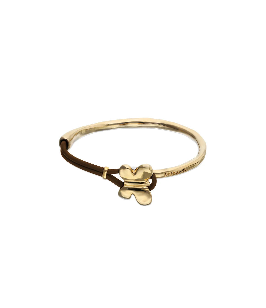 Aleteo Butterfly Brown Leather Gold-Tone Bracelet