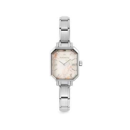 PARIS RECTANGULAR steel watch WHITE MARBLE