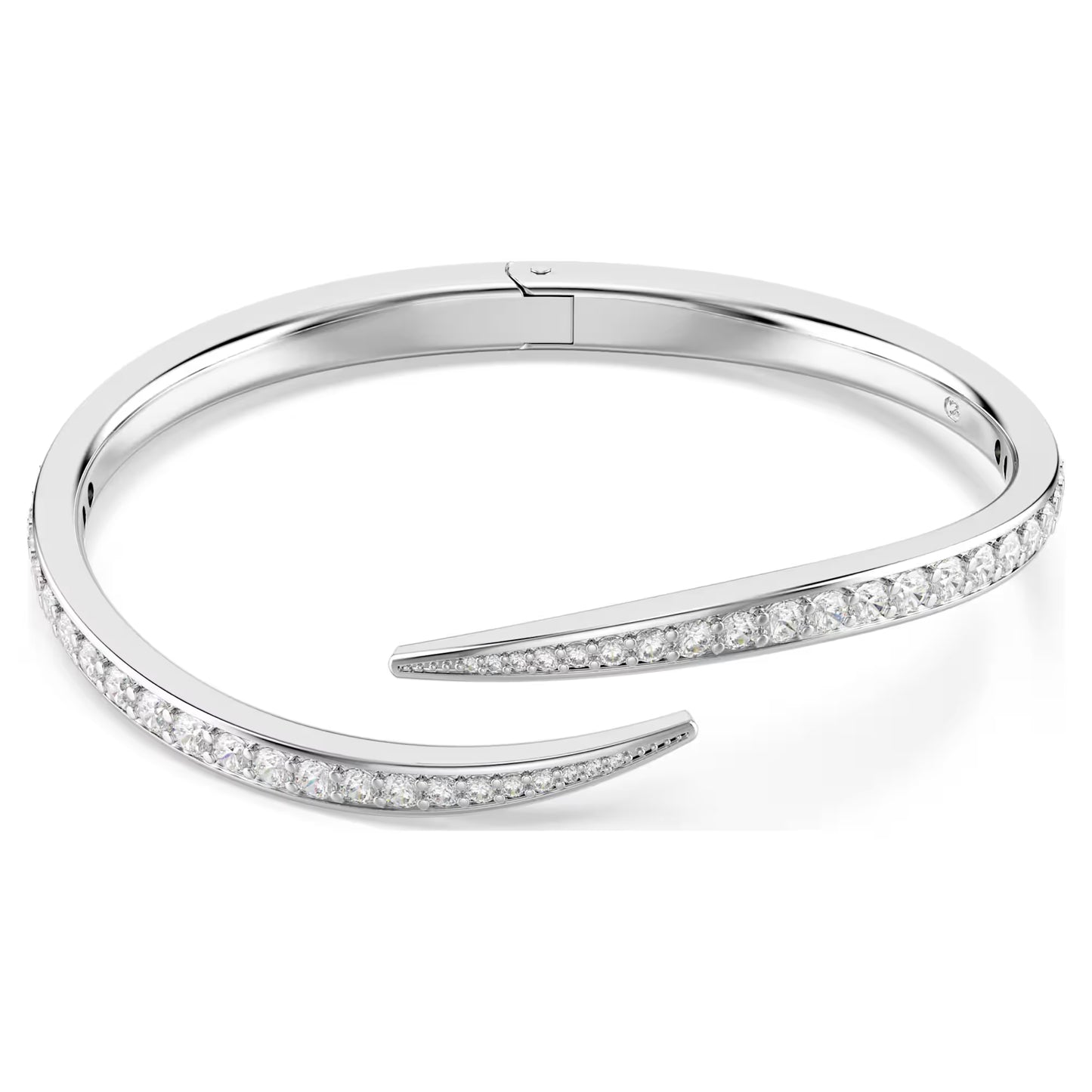 Vienna bangle, Round cut, Swan, White, Rhodium plated