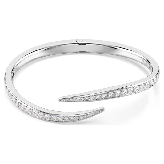 Vienna bangle, Round cut, Swan, White, Rhodium plated
