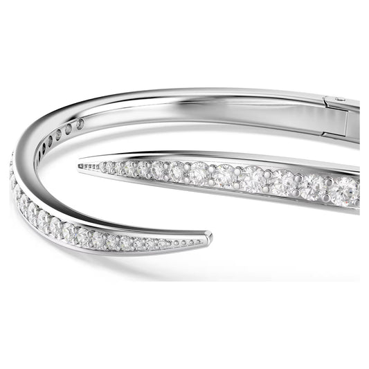 Vienna bangle, Round cut, Swan, White, Rhodium plated