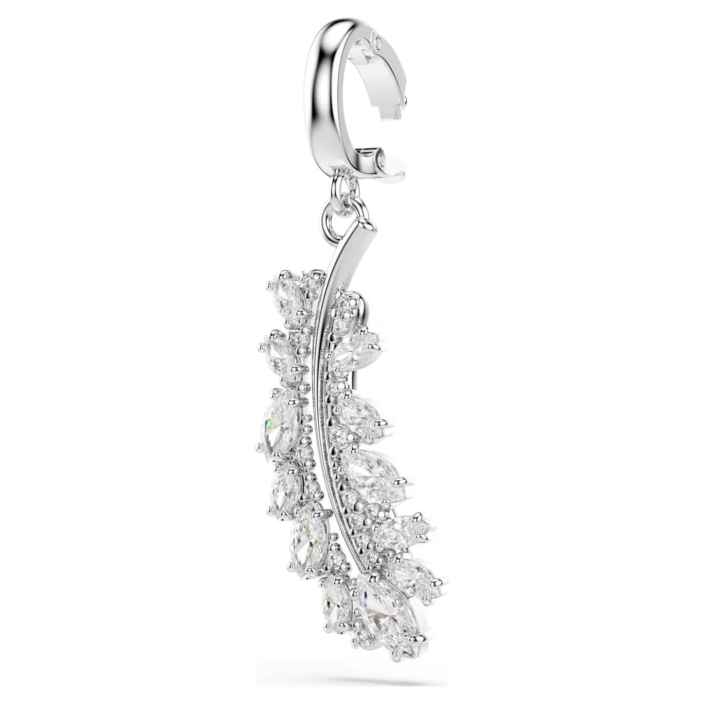 Vienna charm Mixed cuts, Feather, White, Rhodium plated