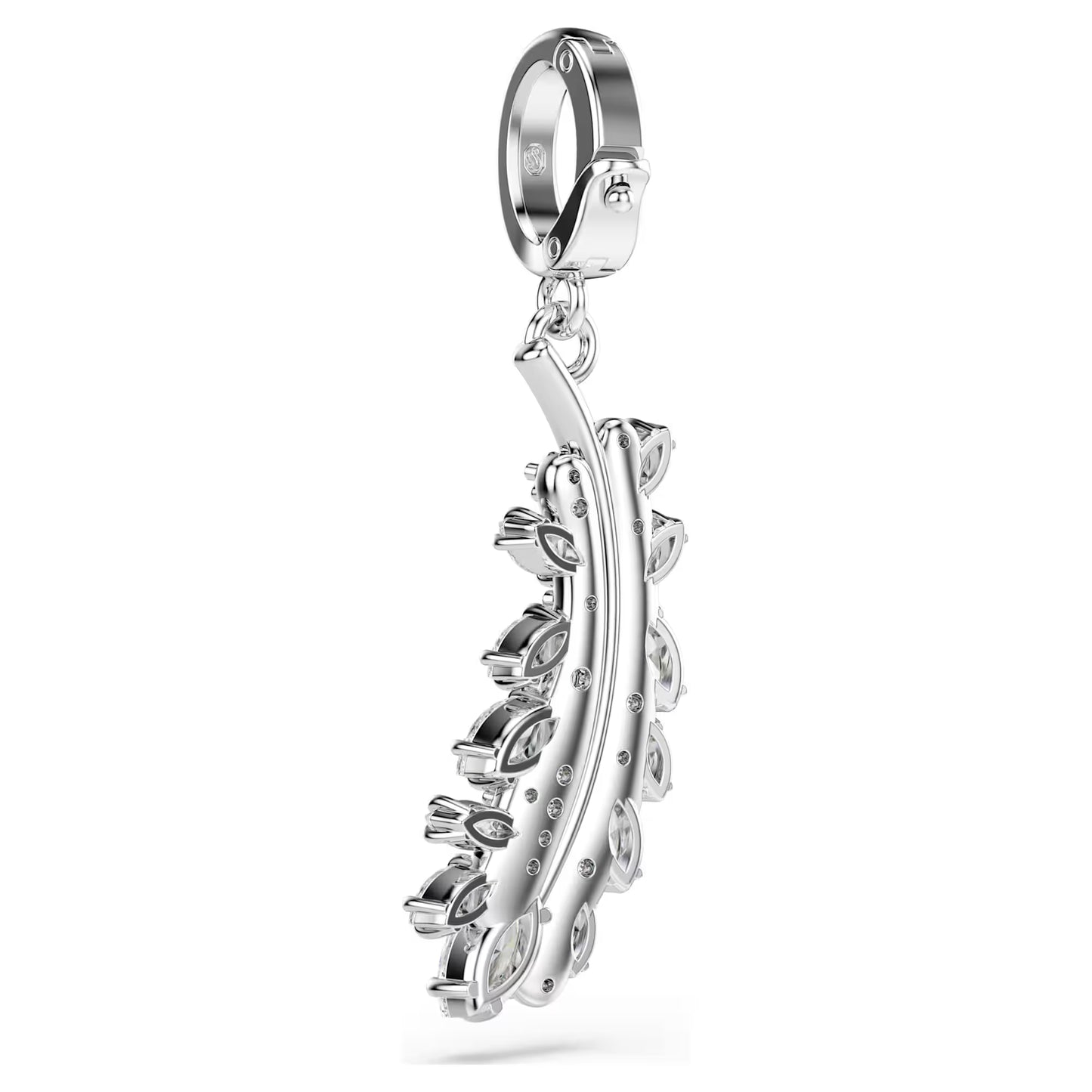 Vienna charm Mixed cuts, Feather, White, Rhodium plated