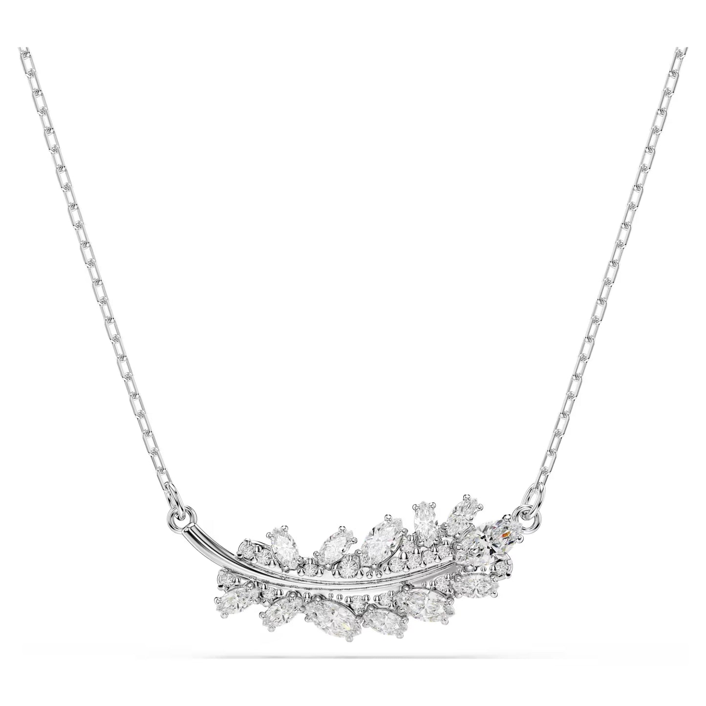 Vienna pendant Mixed cuts, Feather, White, Rhodium plated