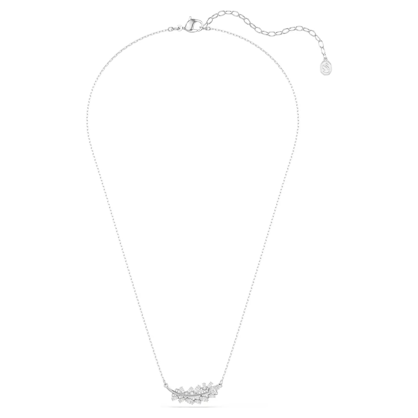 Vienna pendant Mixed cuts, Feather, White, Rhodium plated