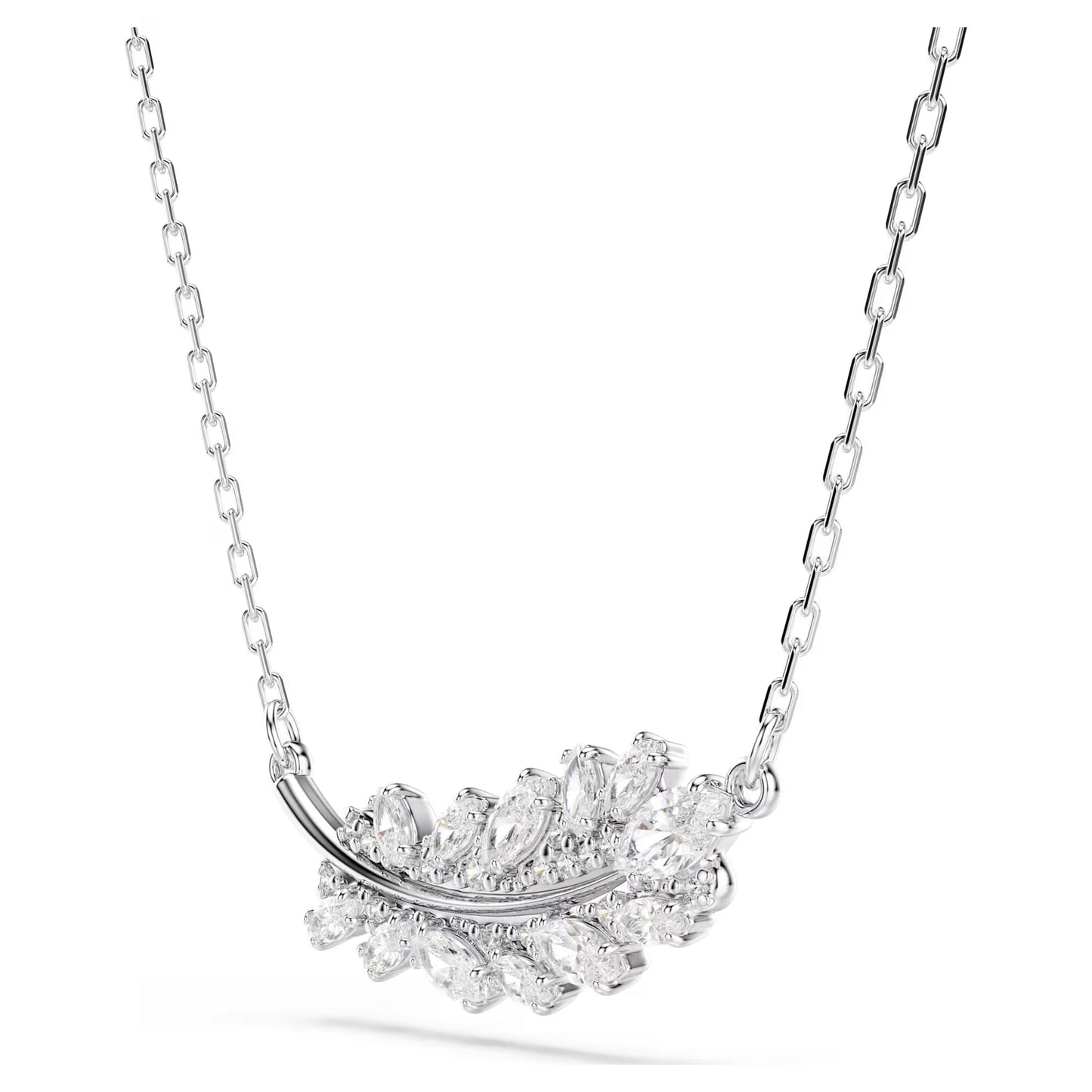Vienna pendant Mixed cuts, Feather, White, Rhodium plated