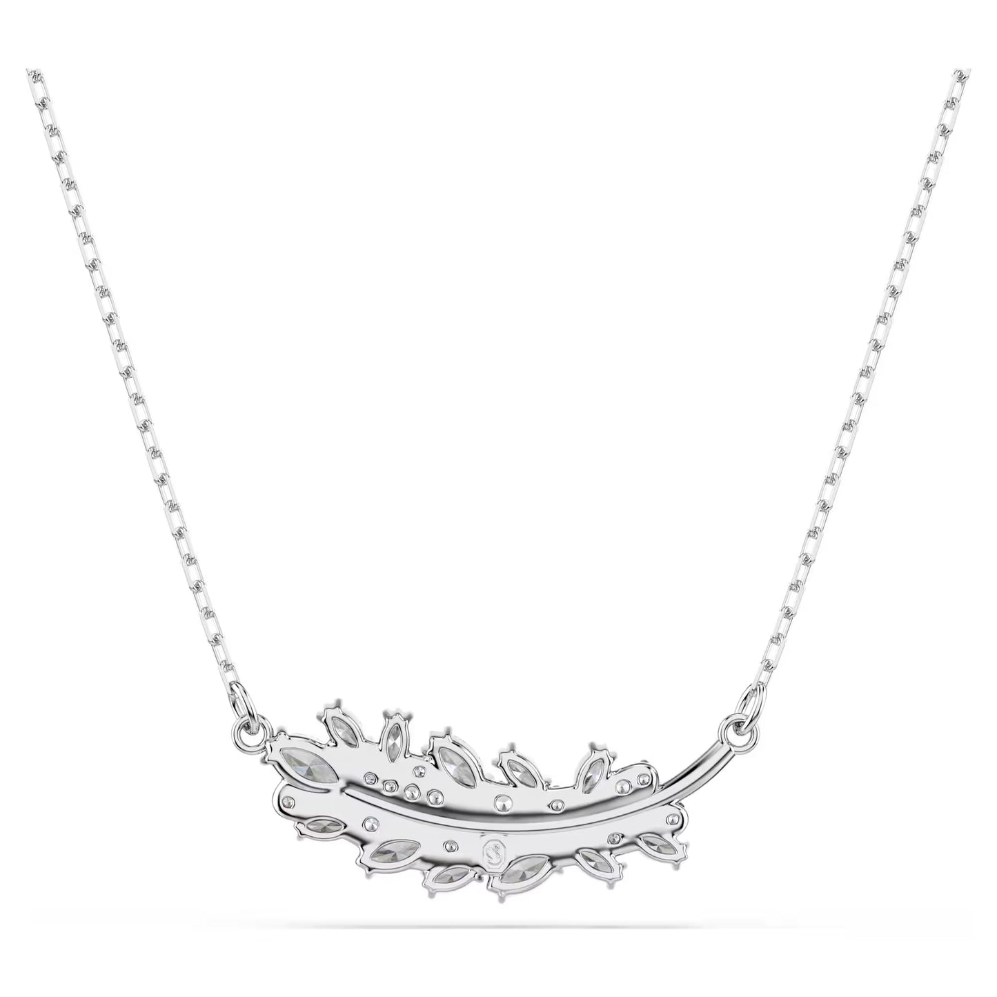 Vienna pendant Mixed cuts, Feather, White, Rhodium plated