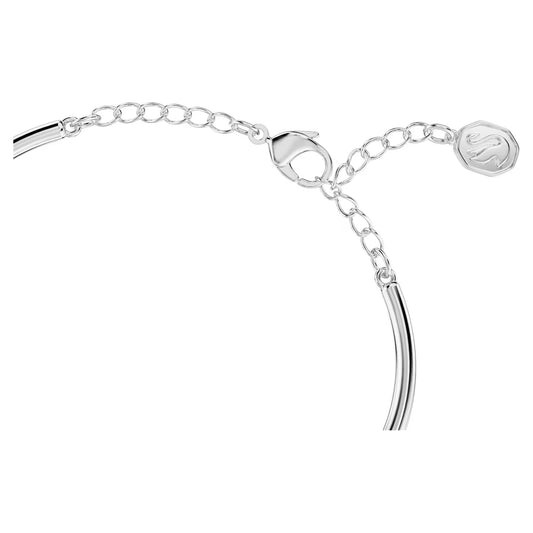Volta bangle, Bow, White, Rhodium plated