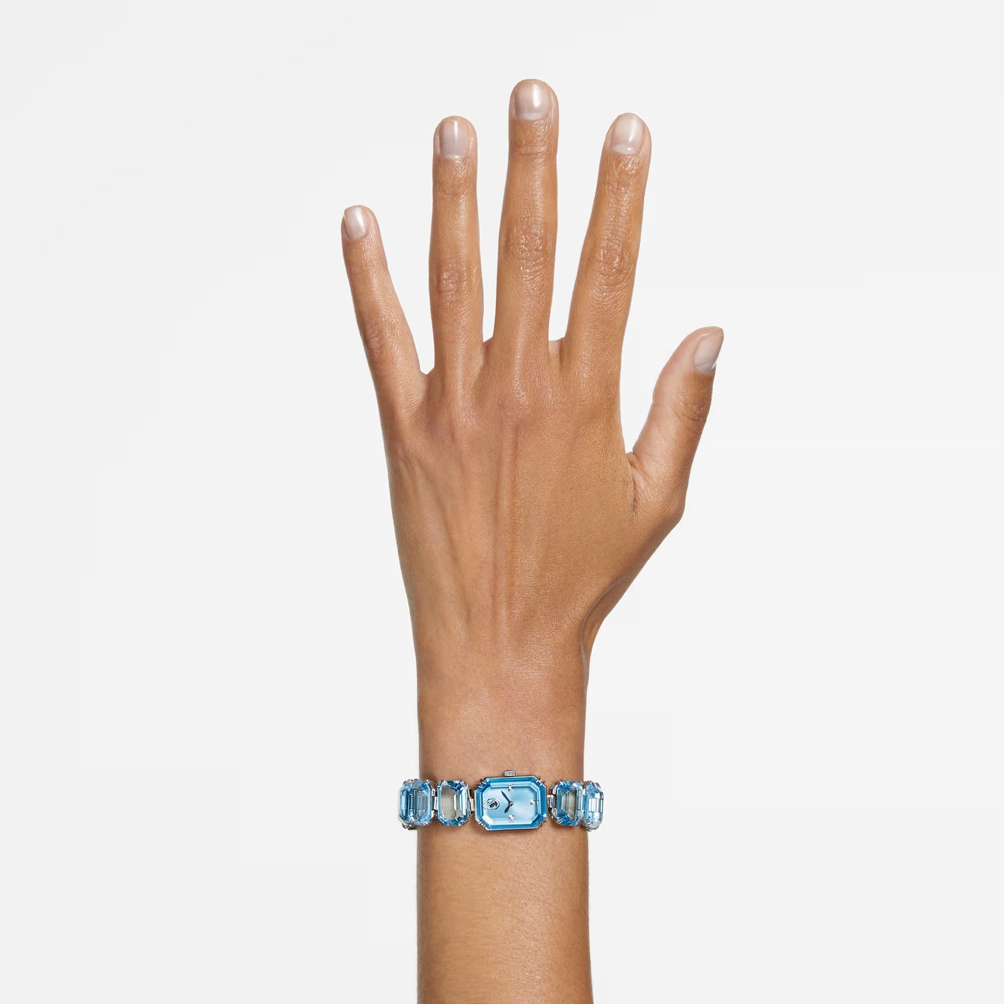Watch, Octagon cut bracelet, Blue, Stainless steel