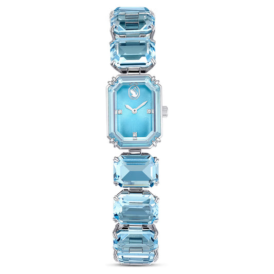 Watch, Octagon cut bracelet, Blue, Stainless steel