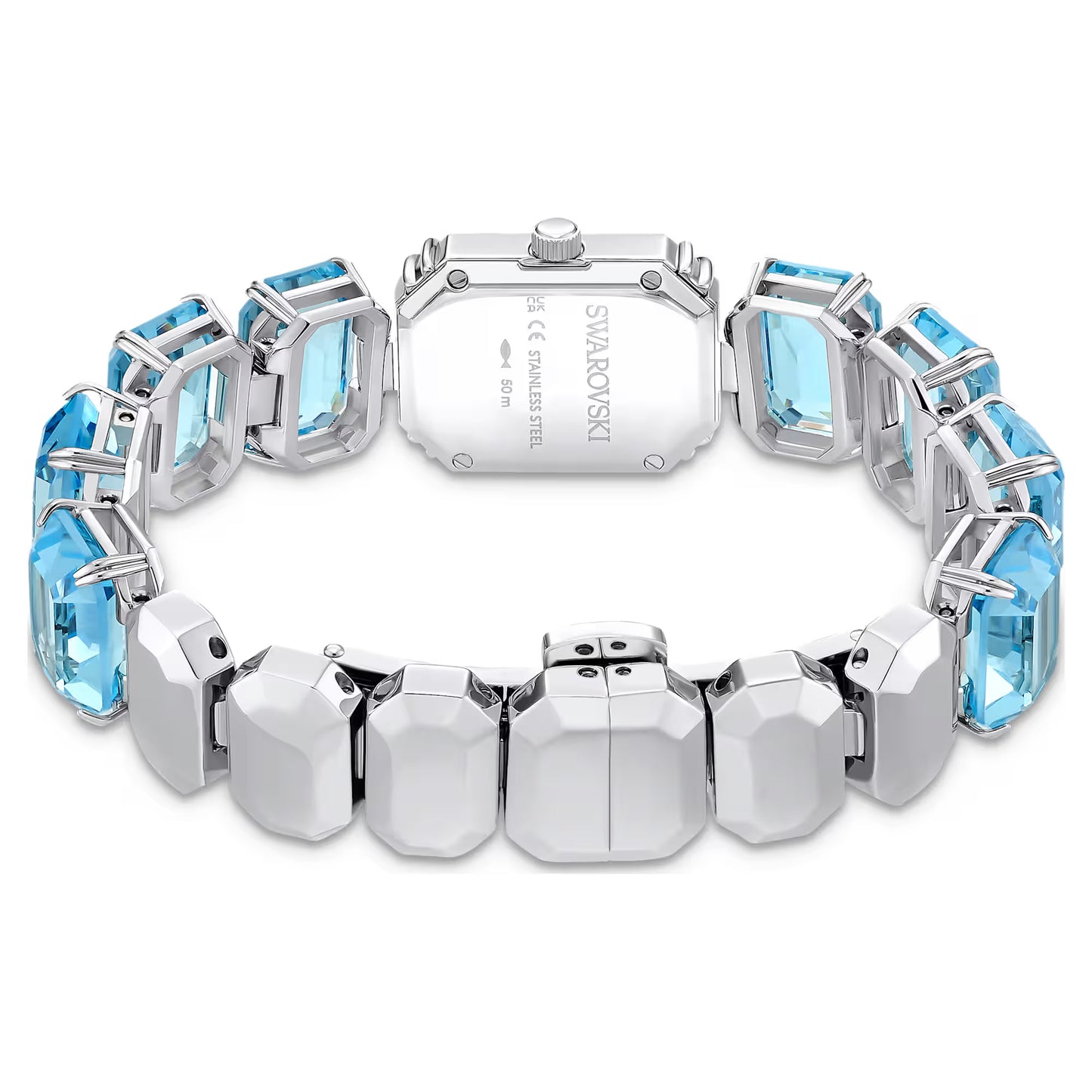 Watch, Octagon cut bracelet, Blue, Stainless steel