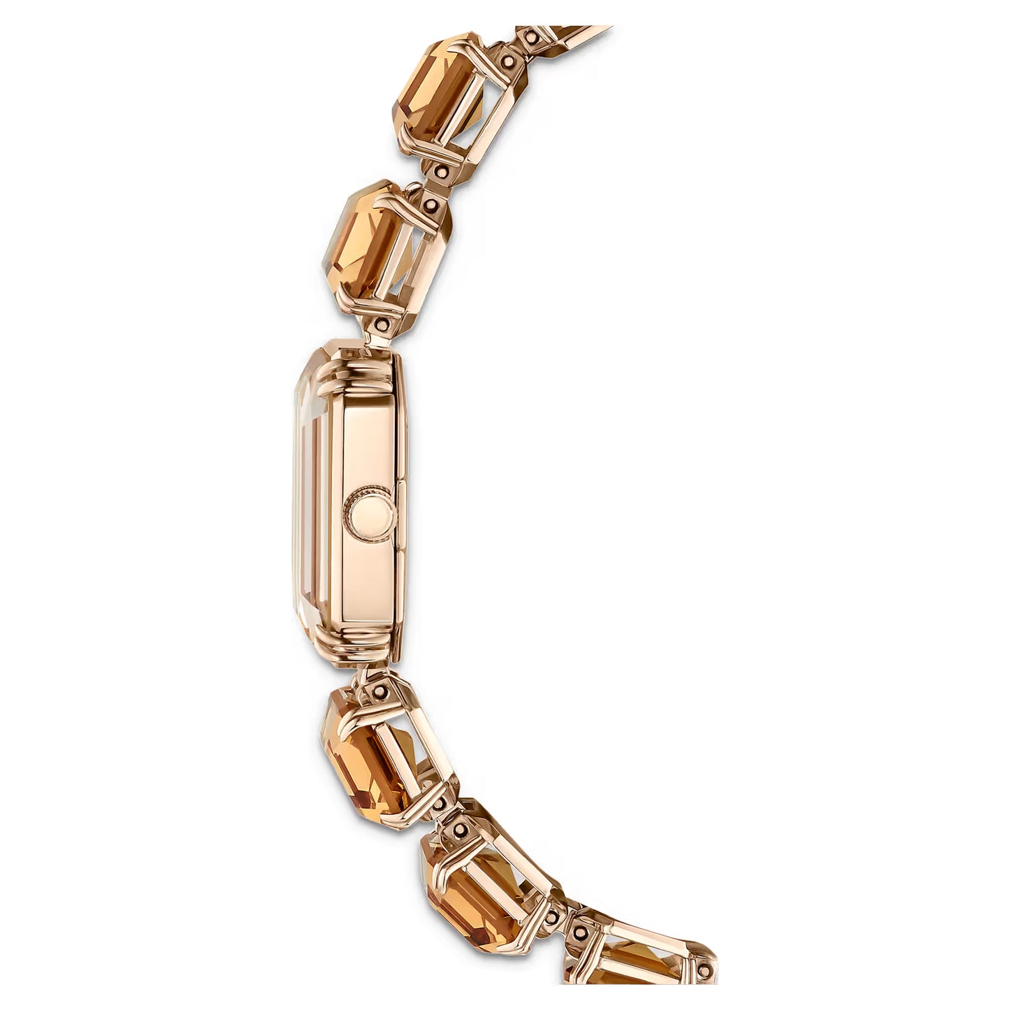 Watch, Octagon cut bracelet, Brown, Champagne gold-tone finish