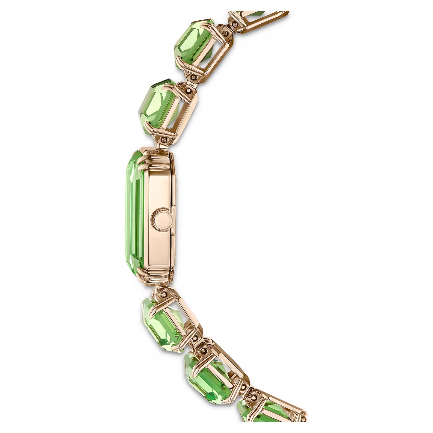 Watch, Octagon cut bracelet, Green, Champagne gold-tone finish