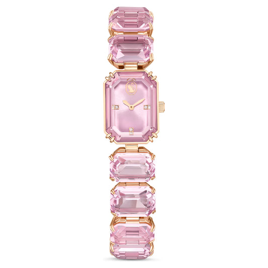 Watch, Octagon cut bracelet, Pink, Rose gold-tone finish