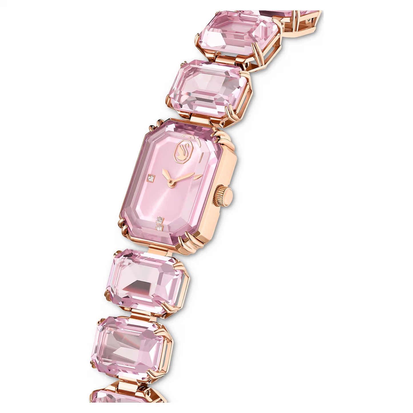 Watch, Octagon cut bracelet, Pink, Rose gold-tone finish