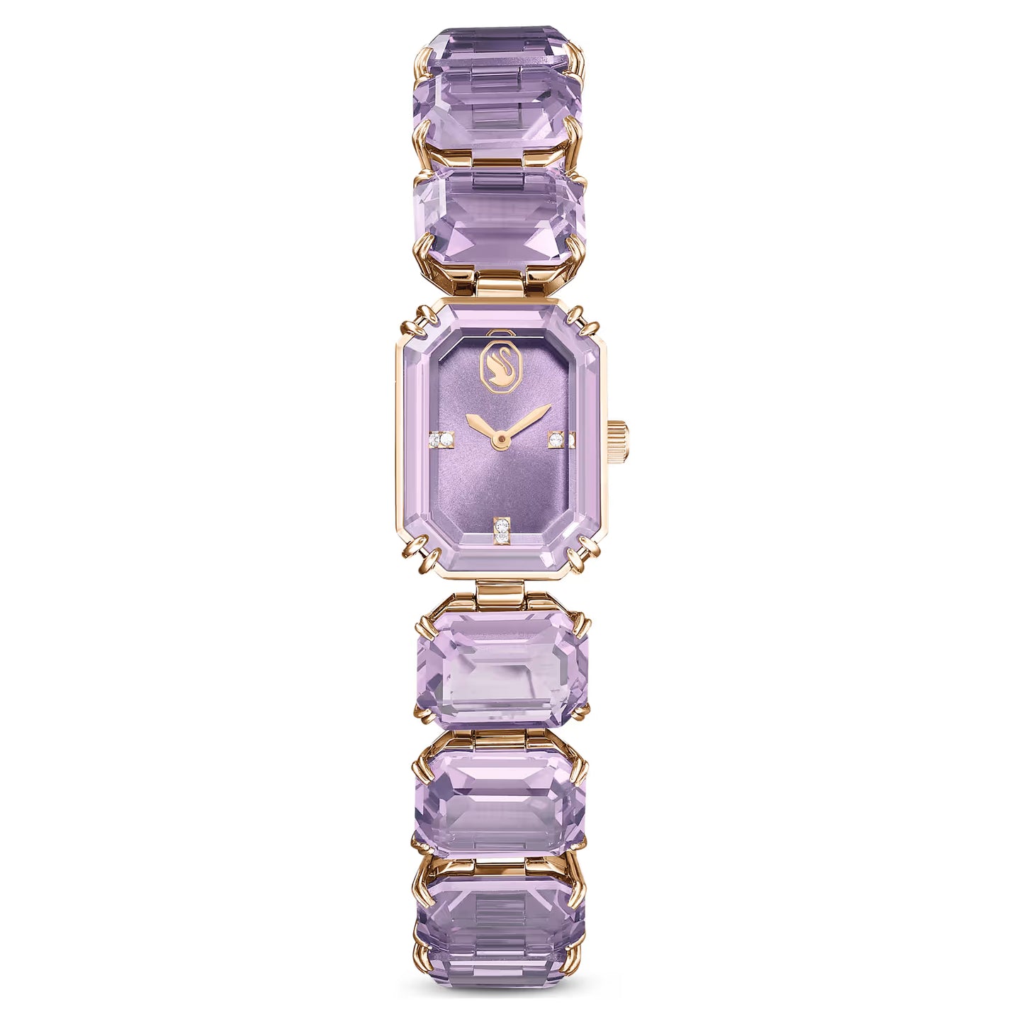 Watch, Octagon cut bracelet, Purple, Champagne gold-tone finish