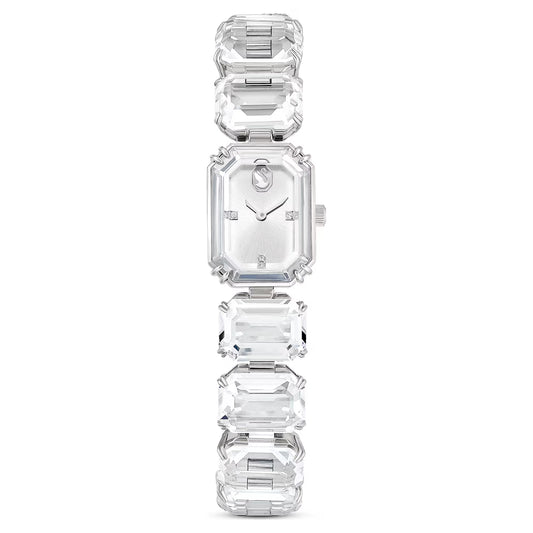 Watch, Octagon cut bracelet, White, Stainless Stee