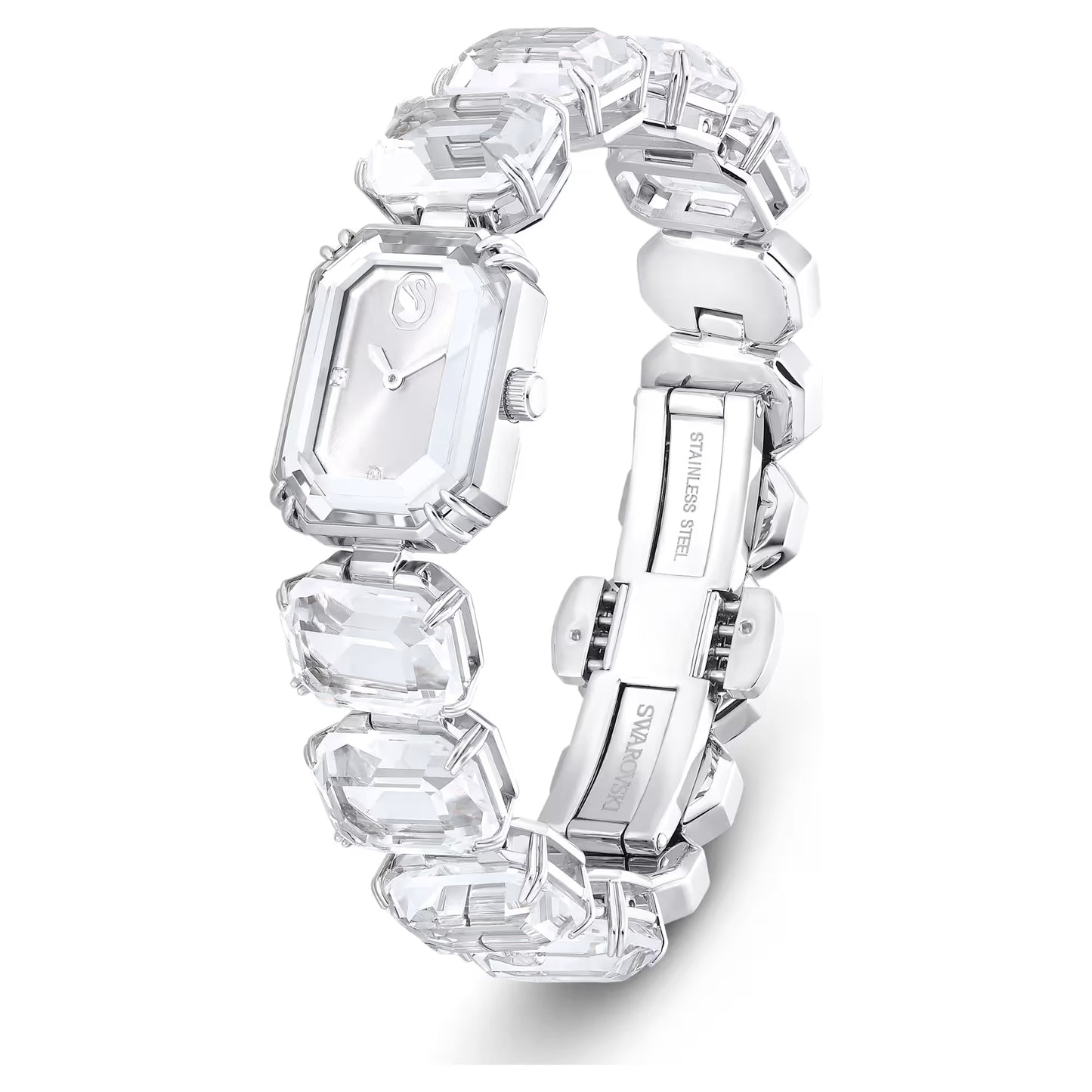 Watch Octagon cut bracelet, White, Stainless steel