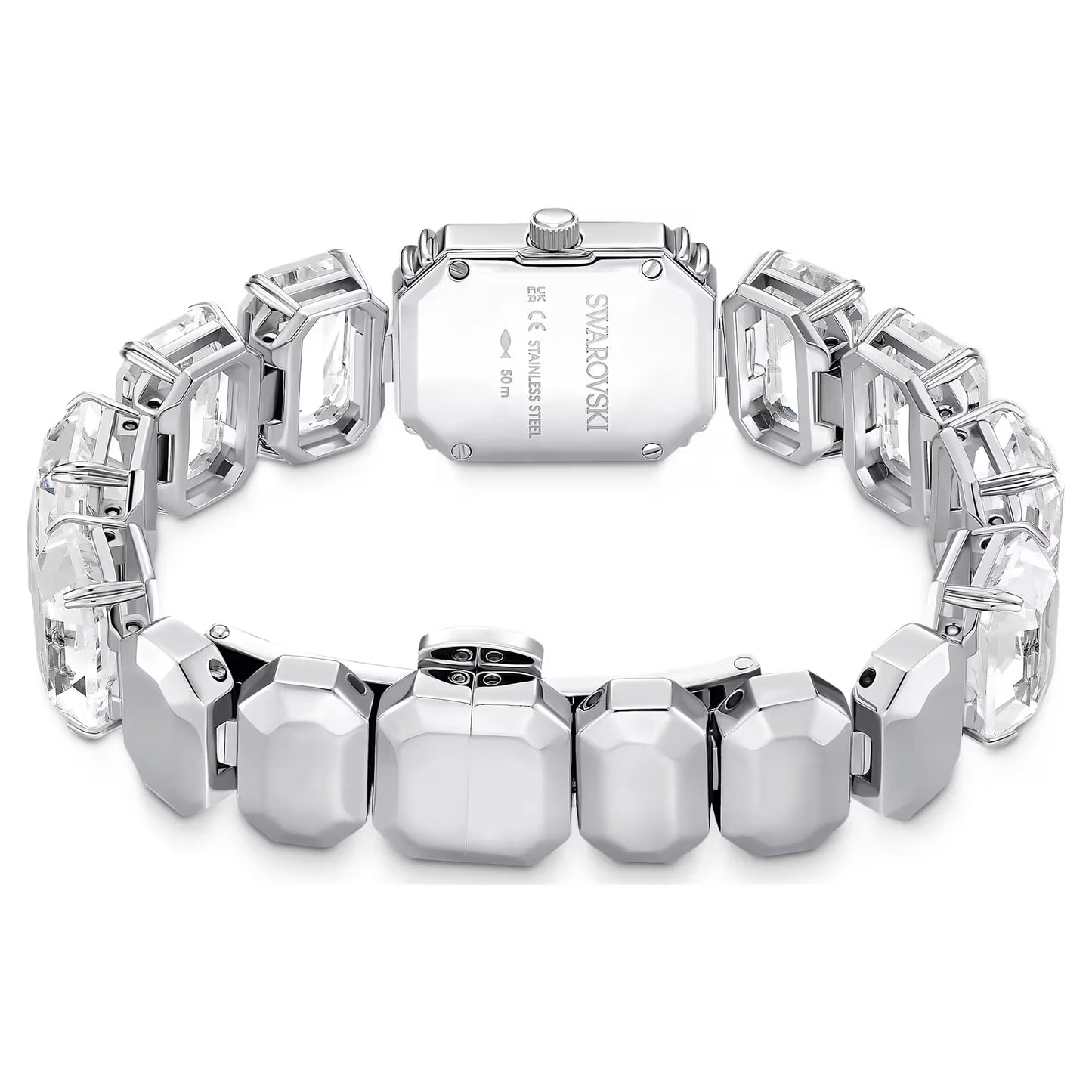 Watch Octagon cut bracelet, White, Stainless steel