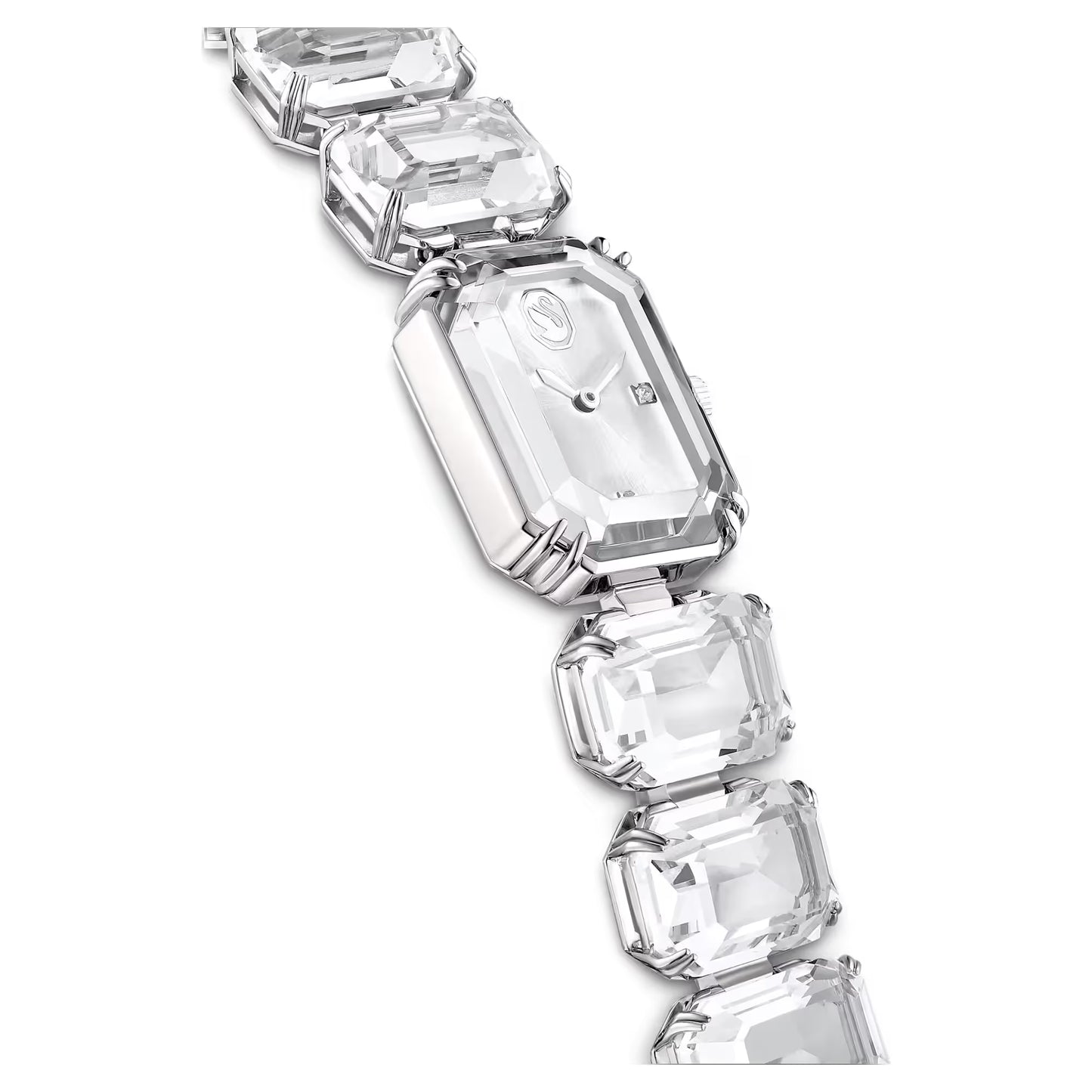 Watch Octagon cut bracelet, White, Stainless steel