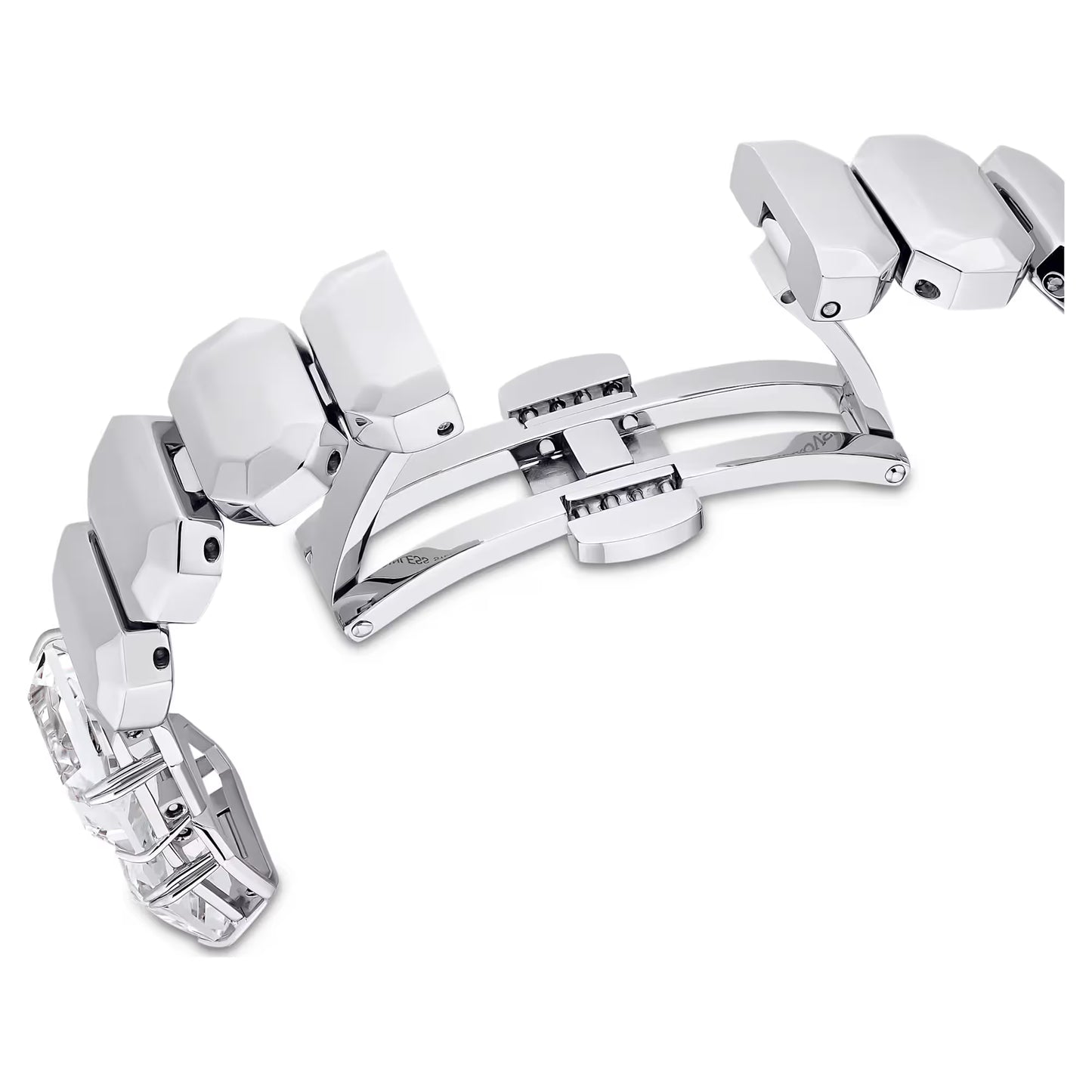 Watch Octagon cut bracelet, White, Stainless steel