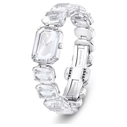 Watch, Octagon cut bracelet, White, Stainless Stee