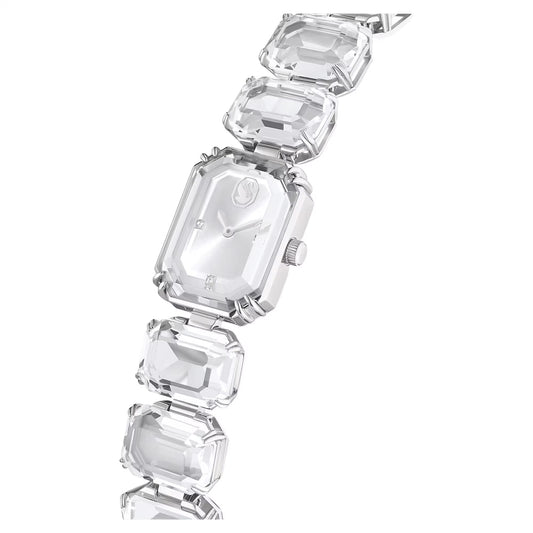 Watch, Octagon cut bracelet, White, Stainless Stee